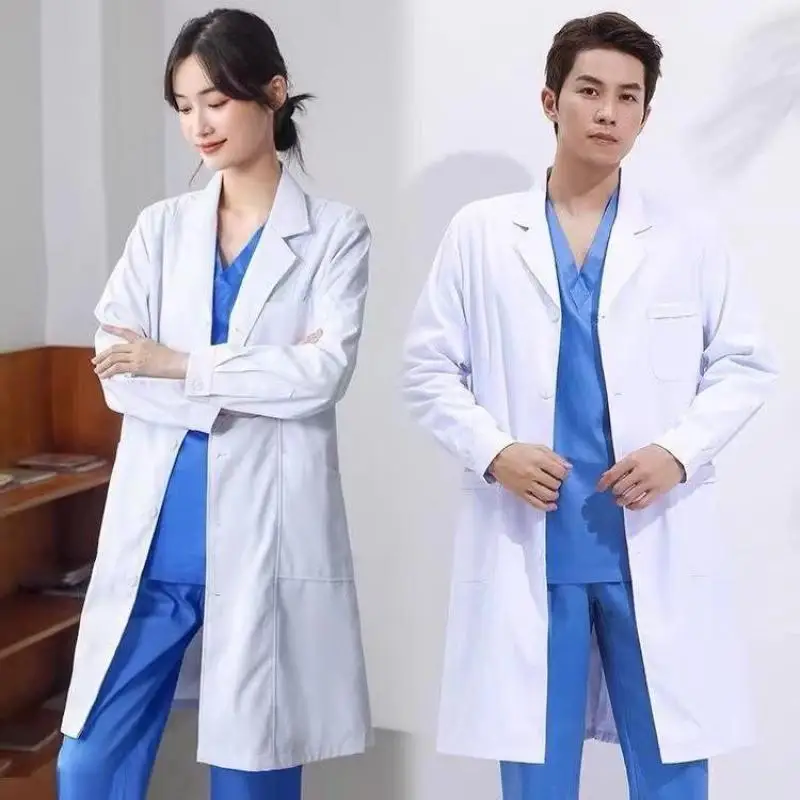 Lab Coat Medical - Biały fartuch laboratoryjny, strój medyczny eksperymentalny,