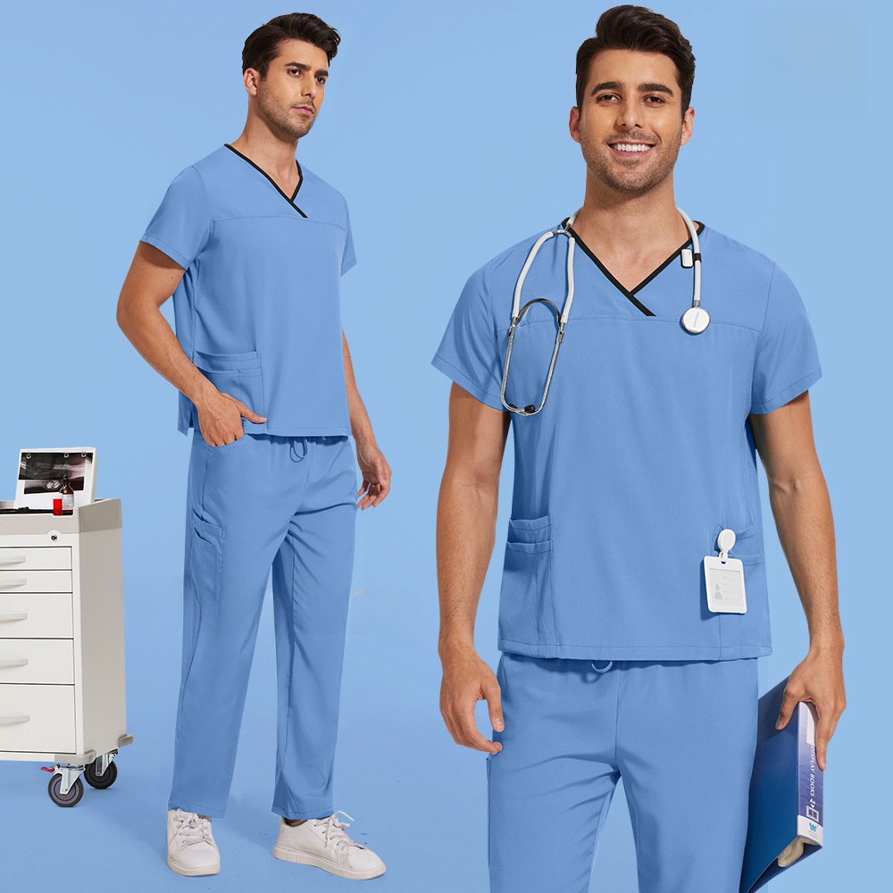 Lab Coat Medical - Cienki, krótki rękaw, uniform operacyjny, kombinezon